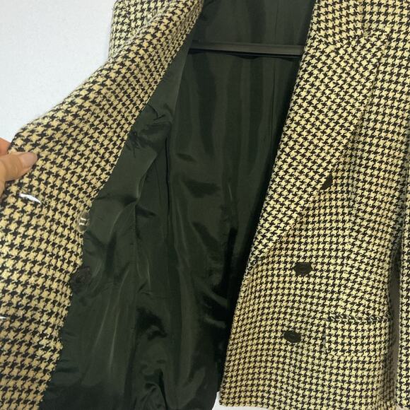 Madyva Made in Italy Women Tan/Black Wool Blend Houndstooth Blazer Size 44 - Picture 7 of 10